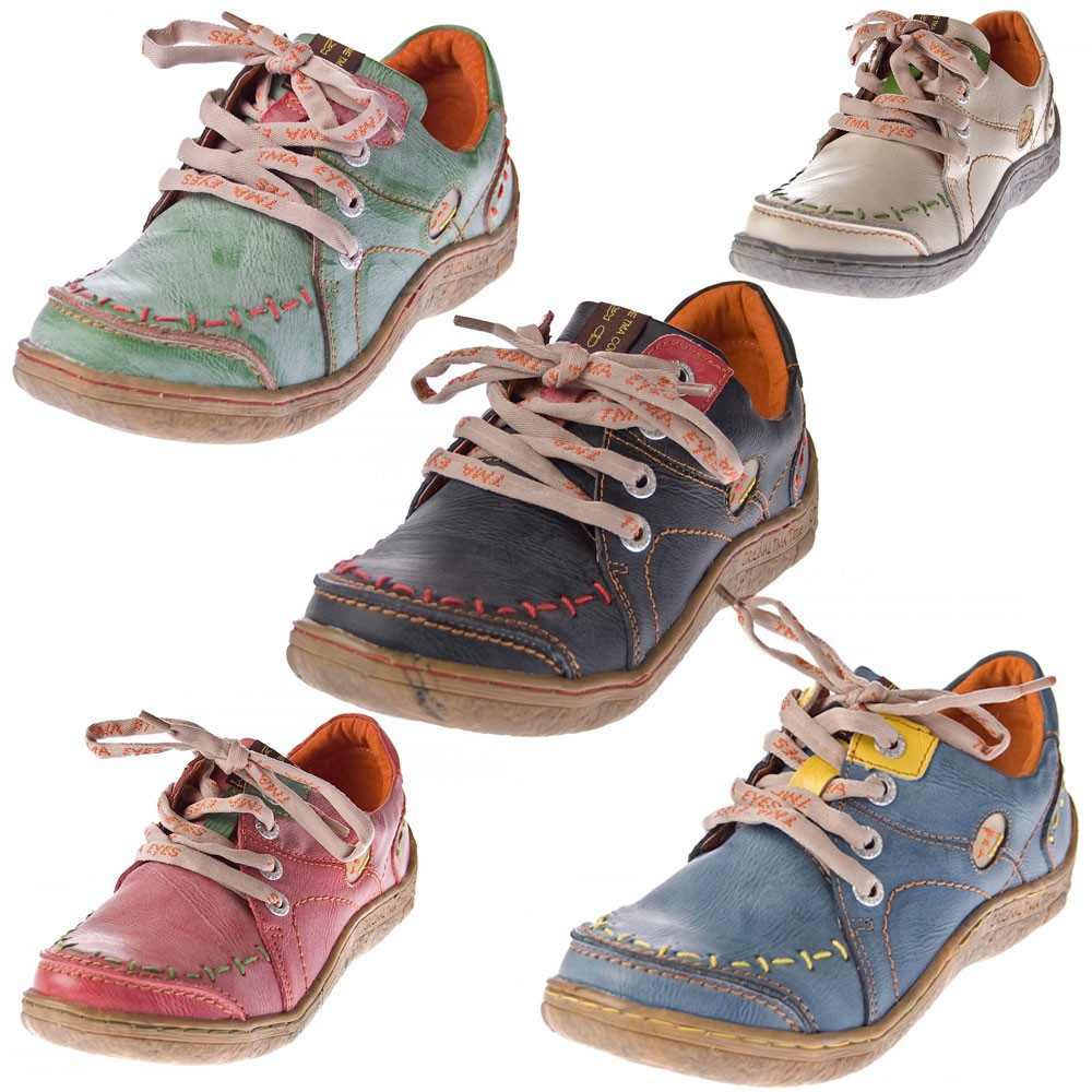TMA Ladies Leather Shoes Comfort Sneakers trainers Real Low 1646 New 36 ...