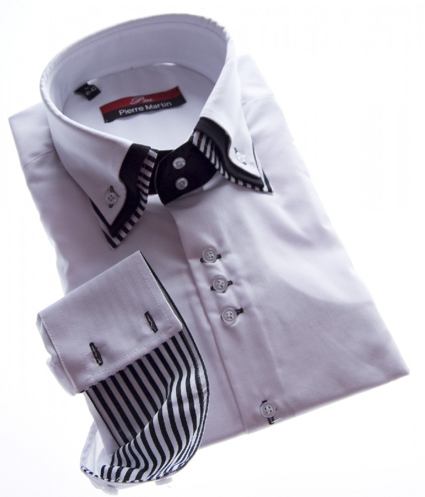 Designer Herren Hemd klassischer 3 Kragen 2 Knopf Herrenhemd Slim Fit ...